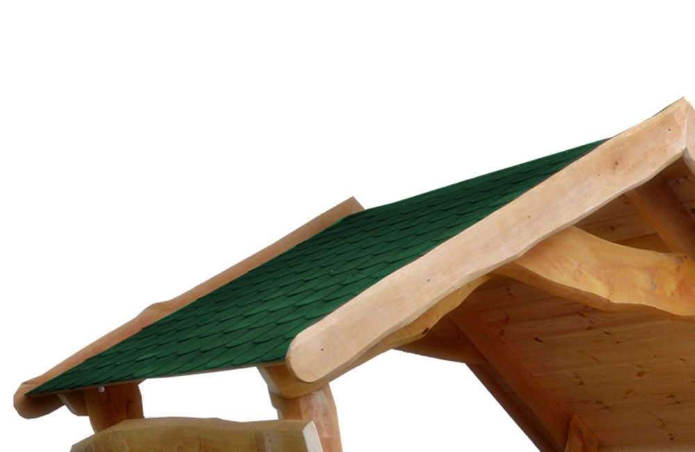 Gartenlaube aus Massivholz Dach Grün