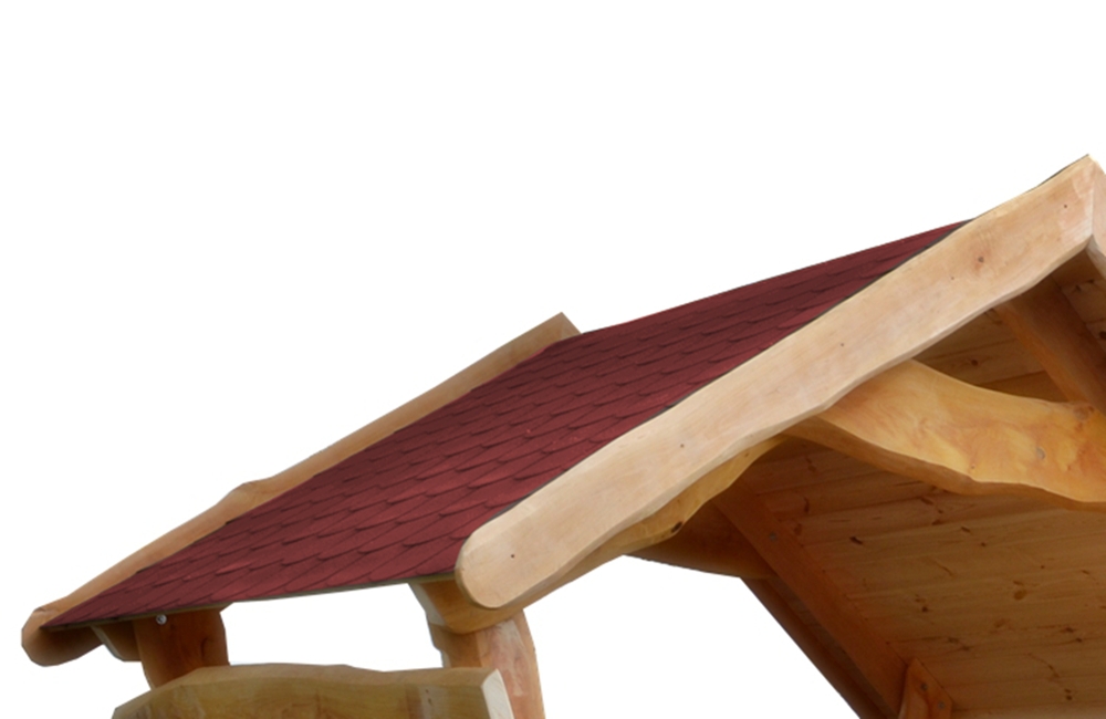 Gartenlaube aus Massivholz Dach Rot